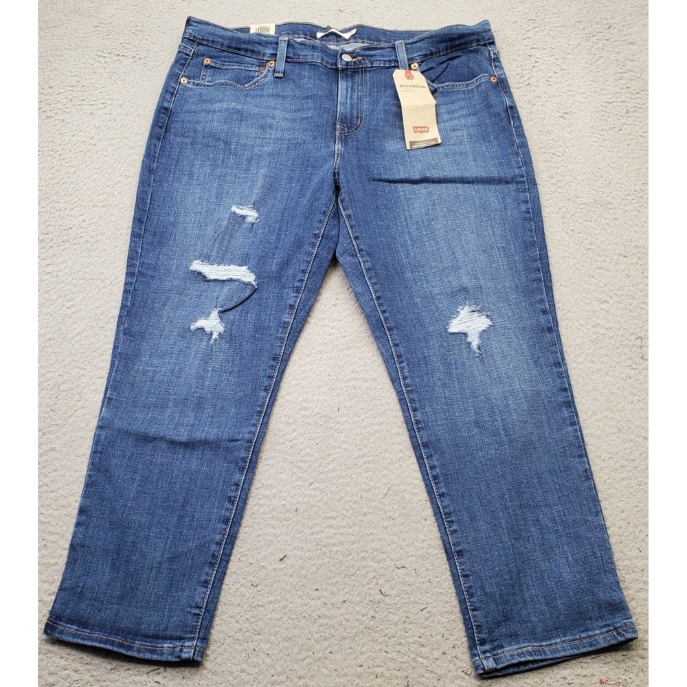 Levi's Boyfriend Jeans Womens‎ 34x27 Blue Denim Mid-Rise Relaxed Fit Tapered Leg